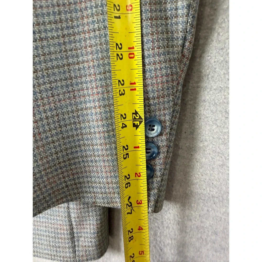 Vintage Bespoke‎ Mens Pure Wool Blazer Blue Grey Check Sport Coat Houndstooth